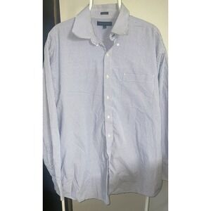 Tommy  Hilfiger Mens Regular Fit Blue Plaid Long Sleeve Button Up Shirt 17.5